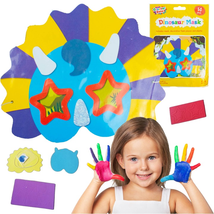 Set creativ pentru masca dinozaur, Creator Zone, multicolor, 5+ ani