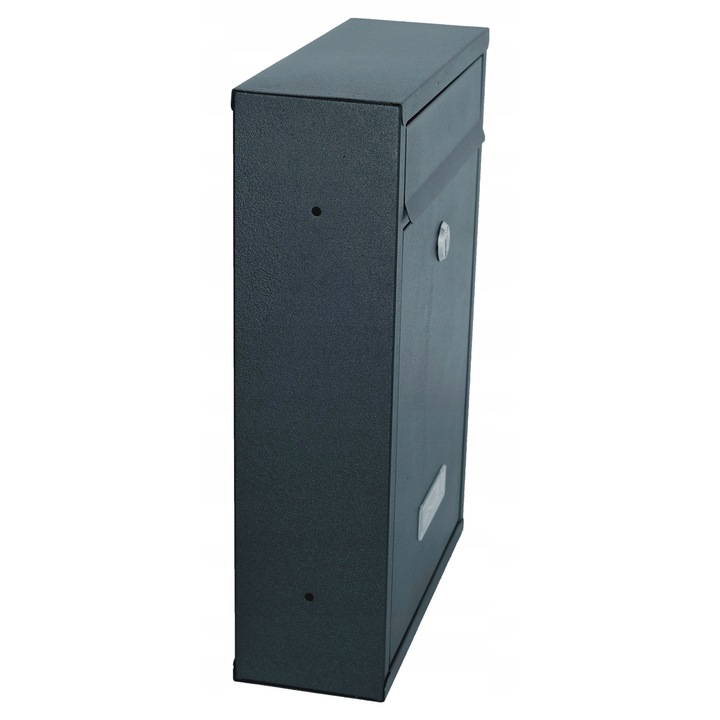 Luka postaláda, elölről nyíló modell, rozsdamentes acélból, időjárásálló, fekete, 32x21,5x8,5cm