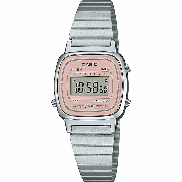 Ceas de dama, Casio, LA670WEA-4A2EF, Quartz, Inox, Roz / Argintiu