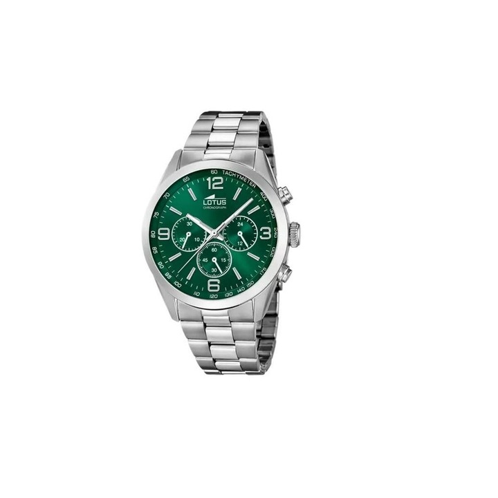 Ceas barbatesc, Lotus 18152/F, verde/argintiu, 43mm, inox
