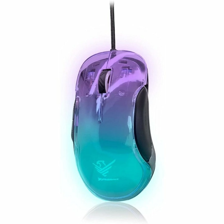 Mouse pentru gaming cu iluminare led, 7 butoane, dpi reglabil pana la 7200 dpi, design ergonomic, negru