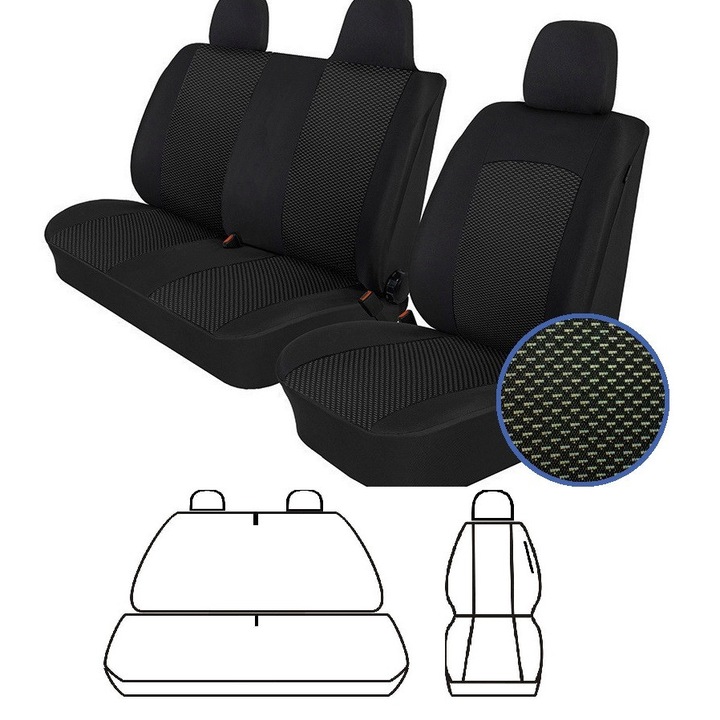Huse auto Atra set pentru VW T5,T6 03- (2+1), negru