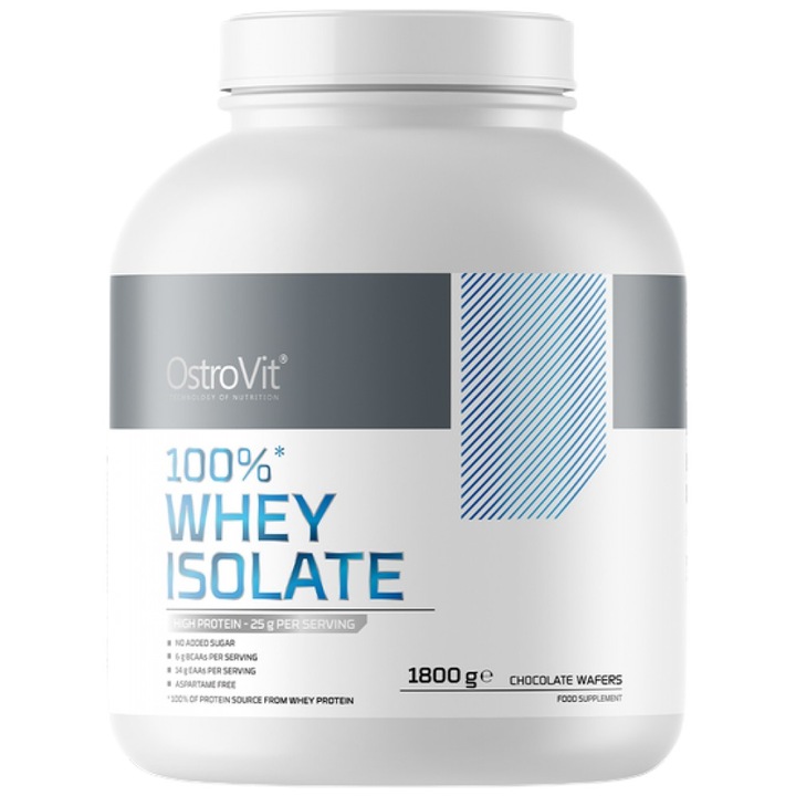 Хранителна добавка OstroVit, Whey Protein Isolate, Шоколадови вафли, 1800 грама