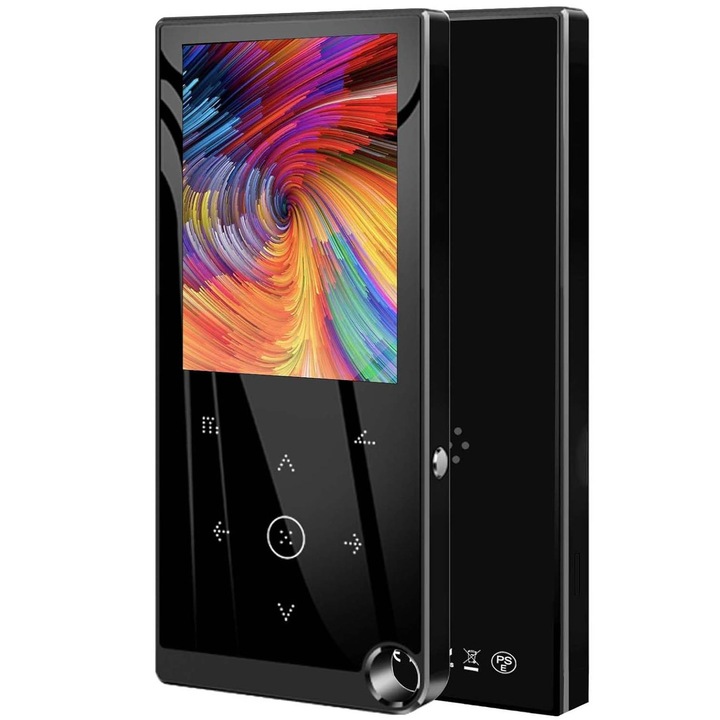 Player Mp3, Ecran 2.4-inch, 64GB Memorie Interna, Suporta Card SD Pana La 128GB, Bluetooth, Radio FM, E-book Reading, Reportofon, Butoane Cu Touch, Negru