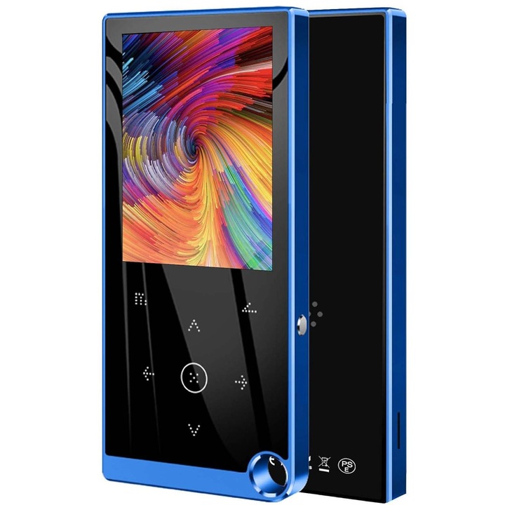 Player Mp3, Ecran 2.4-inch, 64GB Memorie Interna, Suporta Card SD Pana La 128GB, Bluetooth, Radio FM, E-book Reading, Reportofon, Butoane Cu Touch, Albastru