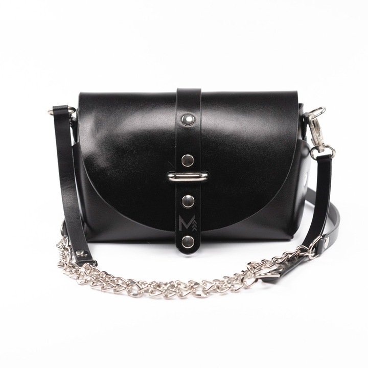 Geanta dama MOTORISTA Piele de vaca, Piele naturala, Negru