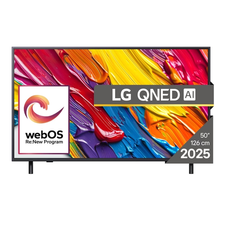 Телевизор LG 50QNED82A3B, 50" 4K QNED HDR Smart TV, 3840x2160, DVB-T2/C/S2, Alpha 7 AI Processor, HDR10 / HLG, webOS 25 ThinQ, VRR / ALLM / HGiG, 4K Upscaling, WiFi 5, Voice Controll, Bluetooth 5.1, AirPlay 2, LAN, CI, HDMI, SPDIF, Google Cast 50QNED82A3B