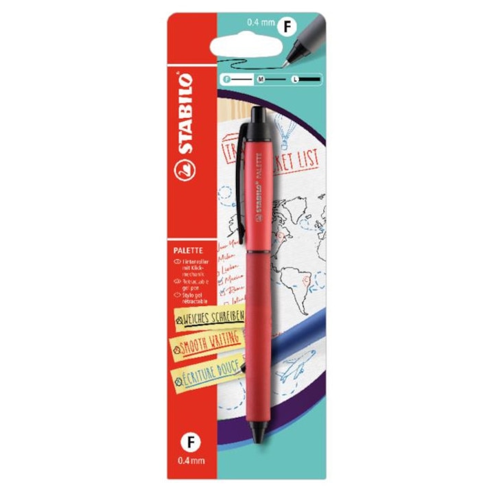 Химикалка, Stabilo, Palette F, Блистер, Червен