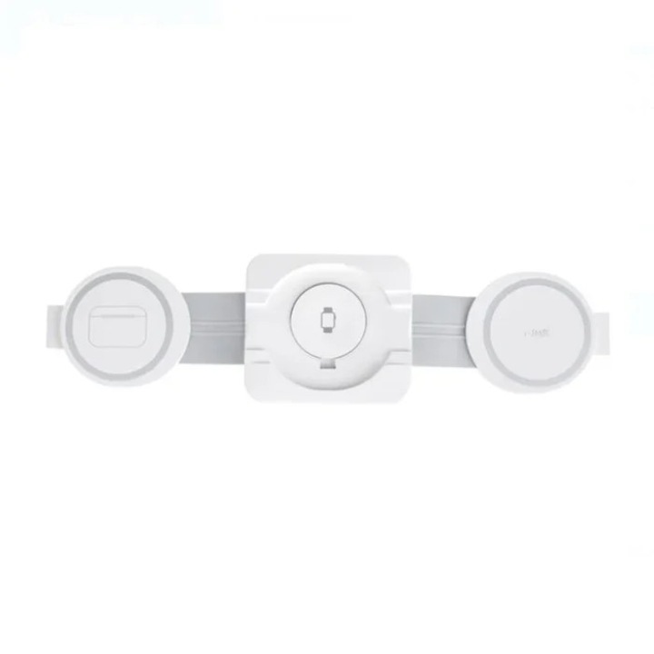 3 az 1-ben vezeték nélküli töltő mobiltelefonhoz, órához és fejhallgatóhoz, 7x2x9.5cm méretű, fekete színben