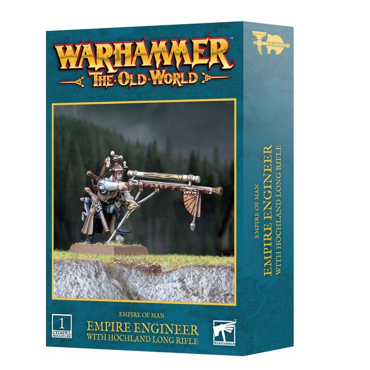 Warhammer: The Old World játékkiegészítő, Engineer with Hochland Long Rifle Empire of Man, Games Workshop, 9 darabos, szürke