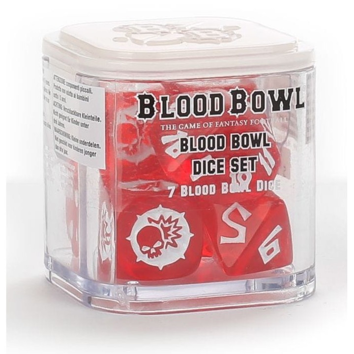 Blood Bowl játék kiegészítők, 7 darabos dobókocka készlet, Games Workshop, piros