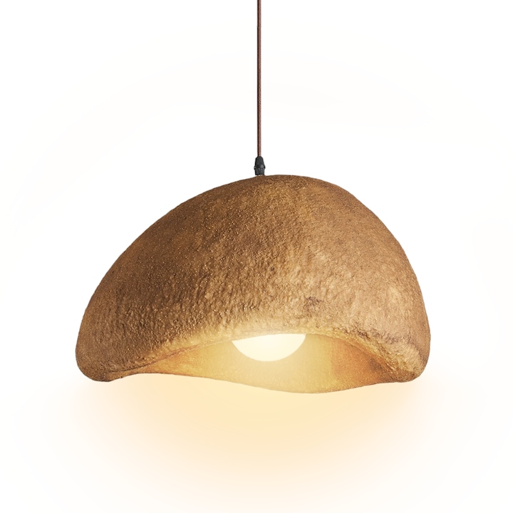Висящ Полилей Moish, LED E27 6W, Размер 60x50x35 см, Органичен Скулптиран Дизайн, Смола + Желязо, Рустик-Модерен Стил, Кафяв