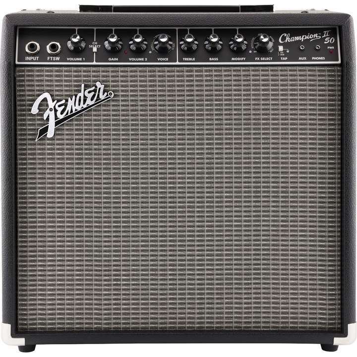 Amplificator chitara electrica, Fender, Champion II 50, putere 50 wati, difuzor 12", negru/gri