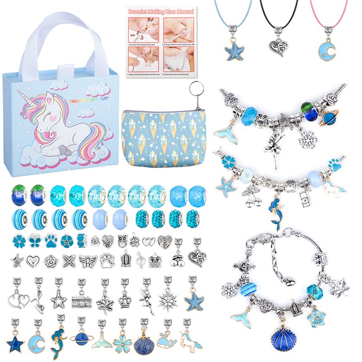 Trusa de fabricare a bratarilor DIY, Albastru