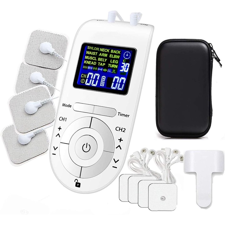 Aparat electrostimulare, 8 Electrozi, 36 Moduri functionare, Alb
