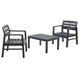Set mobilier terasa/gradina, Progarden, Lombok, 3 piese, polipropilena, antracit, 2 scaune 63x58x74 cm, masa 74x55x38 cm, fara perne
