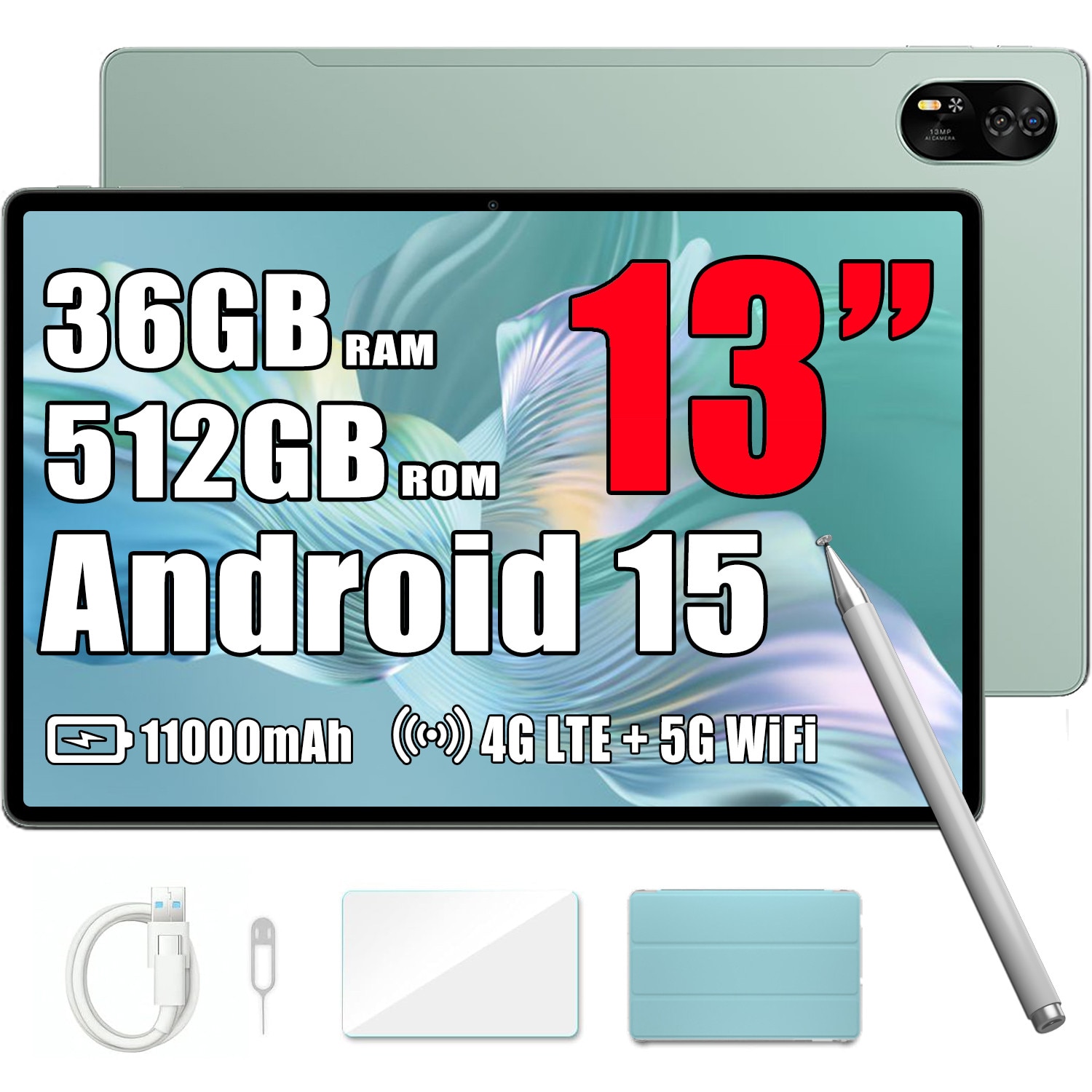 Tableta Blackview MEGA 8, 13 inch, Android 15, 36GB Ram(12GB +