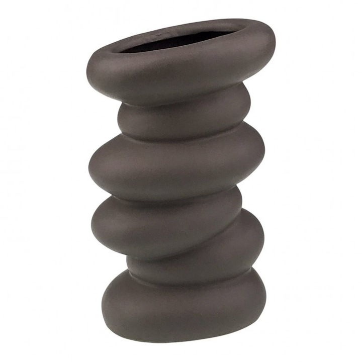 Vaza din ceramica formata din pietre suprapuse, 11x18 cm maro