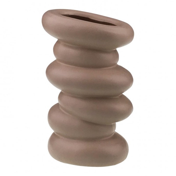 Vaza din ceramica formata din pietre suprapuse, 11x18 cm bej