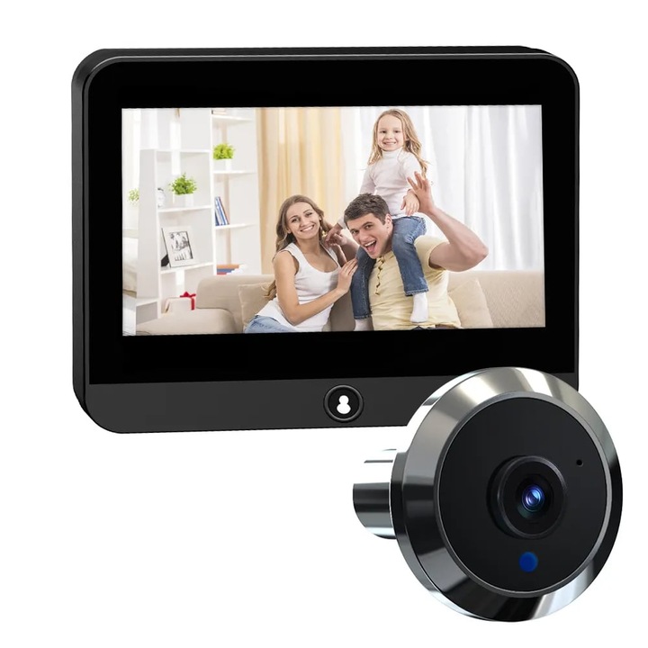 Vizor Electronic Wi-Fi, PD13, Monitor 4.3 Inch LCD, Full HD, Unghi Larg 120°, Vedere nocturna, Detectare Miscare, Slot Card SD, Aplicatie pe Telefon Tuya