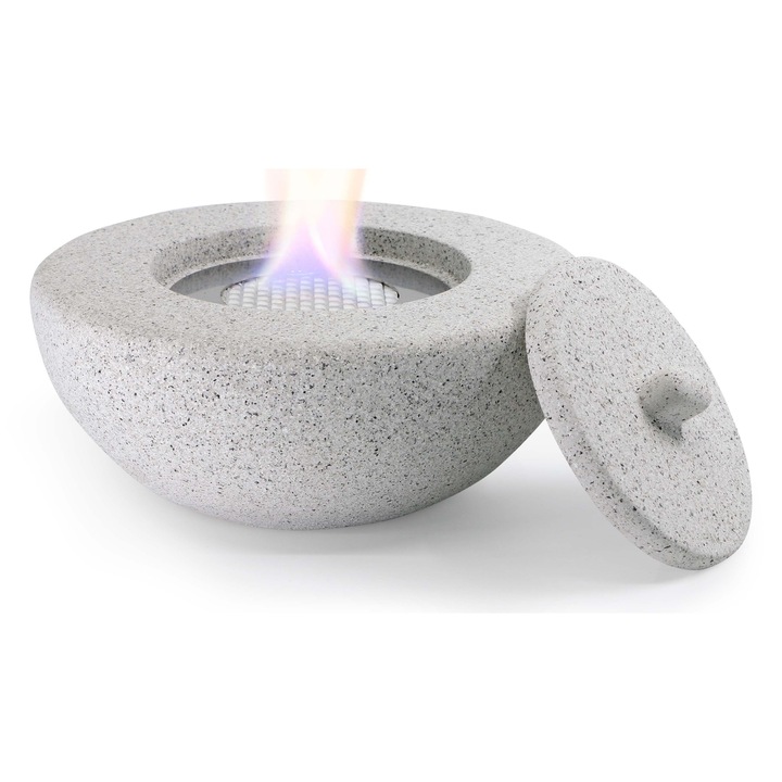 Biosemineu Miata Light Antique Gray Limited Edition– Semineu Decorativ din Beton Vibrat cu Capac – Functioneaza pe Bioetanol