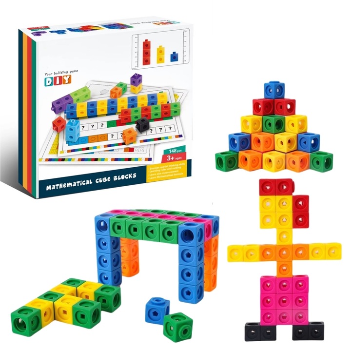 Математически кубчета, образователна игра за деца, интерактивен комплект дейности, математическо обучение, развитие на логическо мислене, пространствена структура, възприятие на количеството