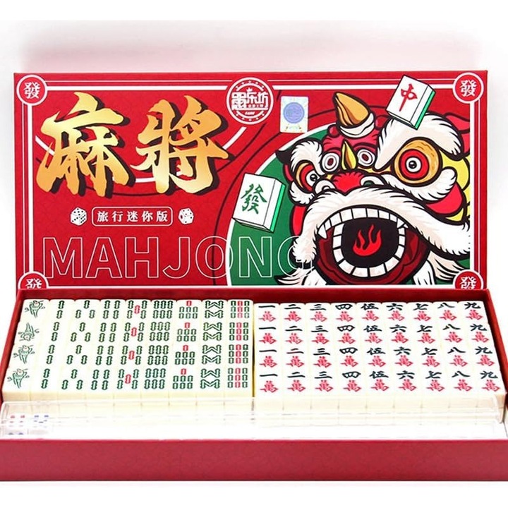 Настолни игри, Комплект Маджонг 144 части, Преносими, за възрастни