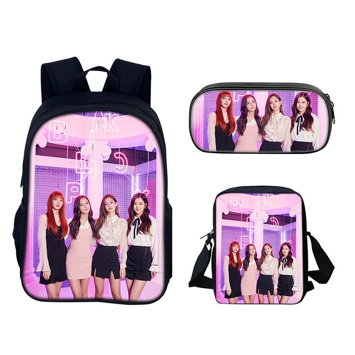 Geanta student 3 piese (rucsac, ghiozdan scolar, penar), voiaj, poliester, 42x16x29 cm, pentru laptop, serviciu, scoala, design ergonomic