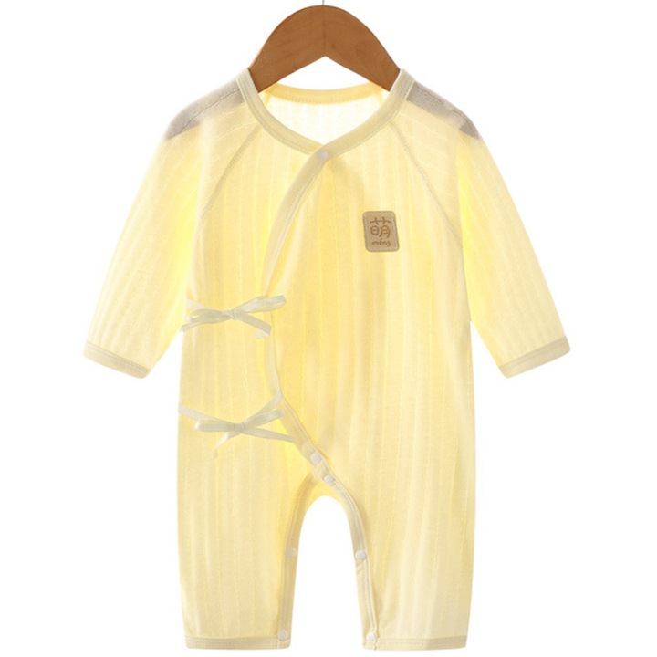 Sac de dormit cu picioare, MzcrJosv®, bumbac, ce permite acces la scutec, potrivit pentru vara, Unisex, Respirabil, Galben, pentru 3-6 luni, 60-68 CM