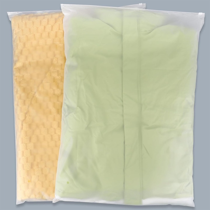20 buc, pungi groase din plastic mate cu sistem de etansare glisanta, pungi de depozitare pentru comert textil si logistica (cu orificii de ventilatie integrate, pentru haine tricouri / pantaloni / camasi / pilote, reutilizabile) 40 * 45 cm