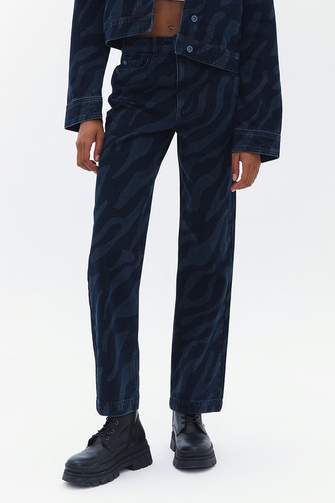 OXXO, Blugi cu talie medie si model, Bleumarin