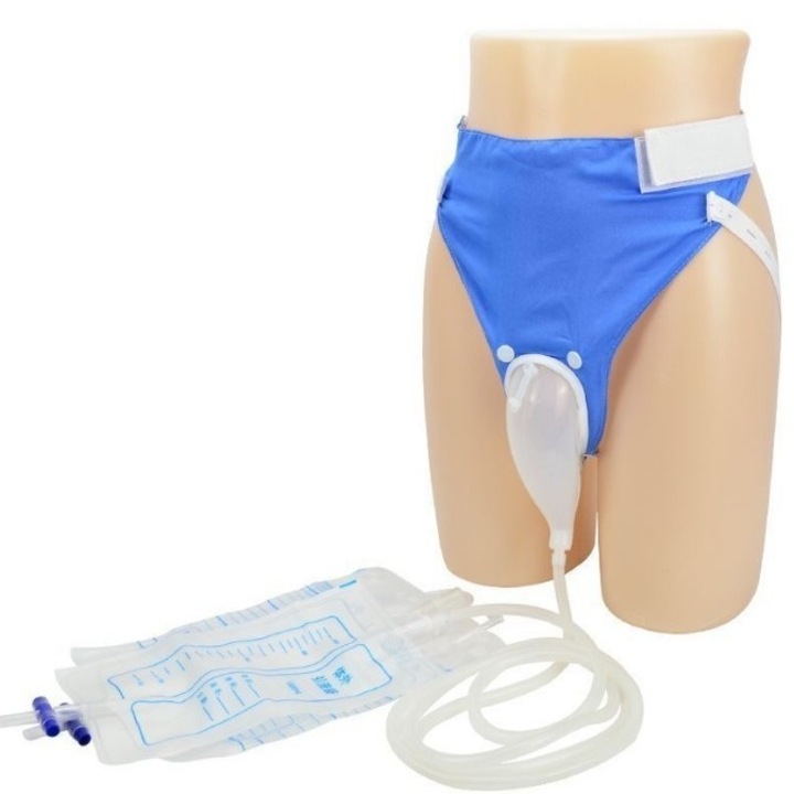 Торбичка за многократна употреба за събиране на урина, силиконов материал, голям капацитет 1000 мл, регулируема, за хора с ограничена подвижност