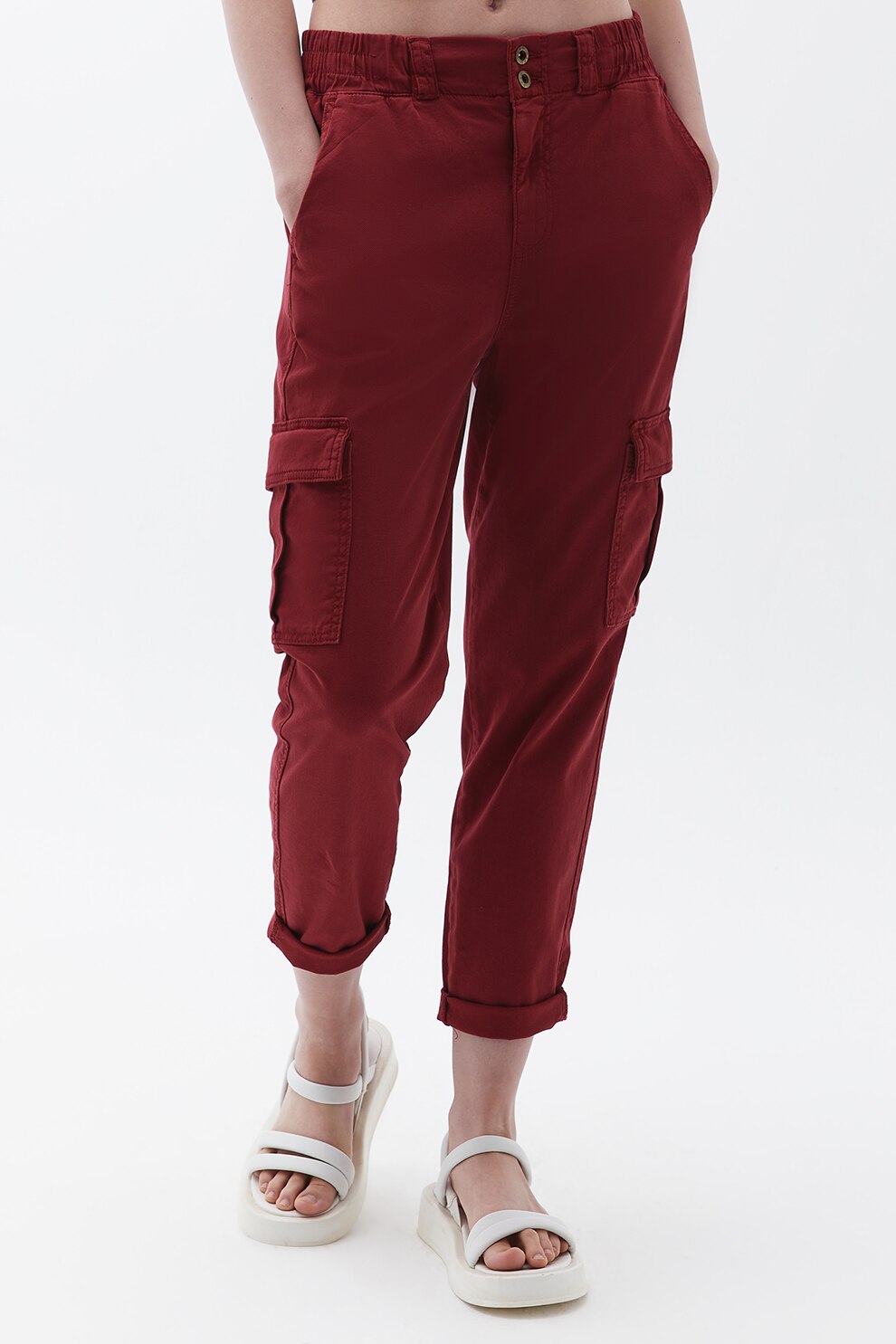 OXXO, Pantaloni crop cargo, Visiniu, L