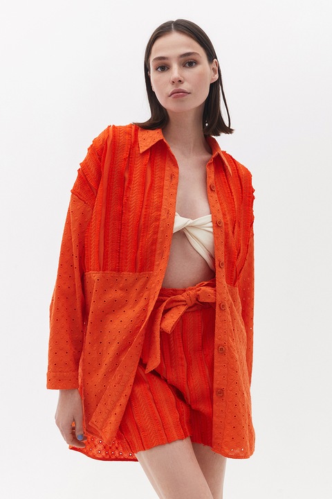 OXXO, Camasa supradimensionata cu guler ascutit, Portocaliu