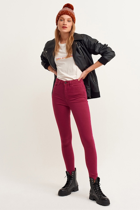 OXXO, Blugi crop skinny, Rosu