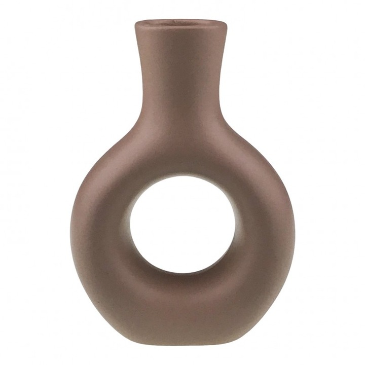 Vaza decorativa din ceramica, 13x18 cm maro-deschis