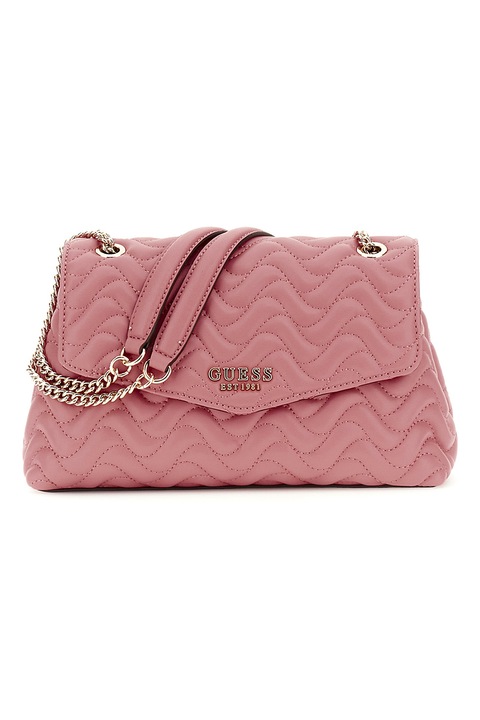 GUESS, Geanta crossbody din piele ecologica cu aspect matlasat, Roz