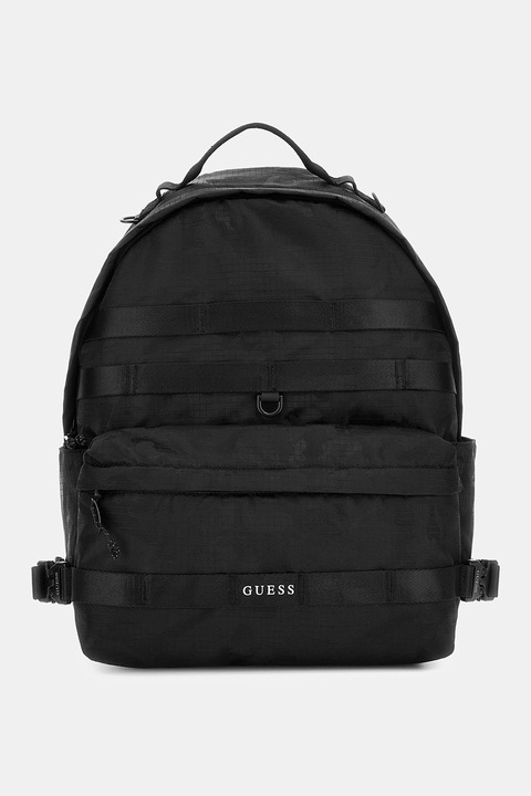 GUESS, Rucsac cu model uni si barete ajustabile, Negru