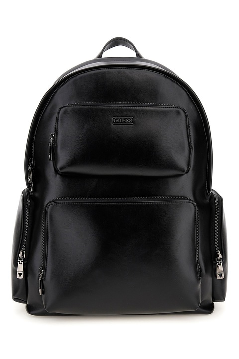 GUESS, Rucsac din piele ecologica cu logo, Negru