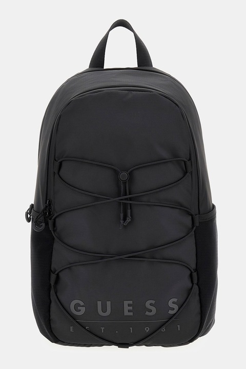 GUESS, Rucsac din piele ecologica cu logo, Gri antracit