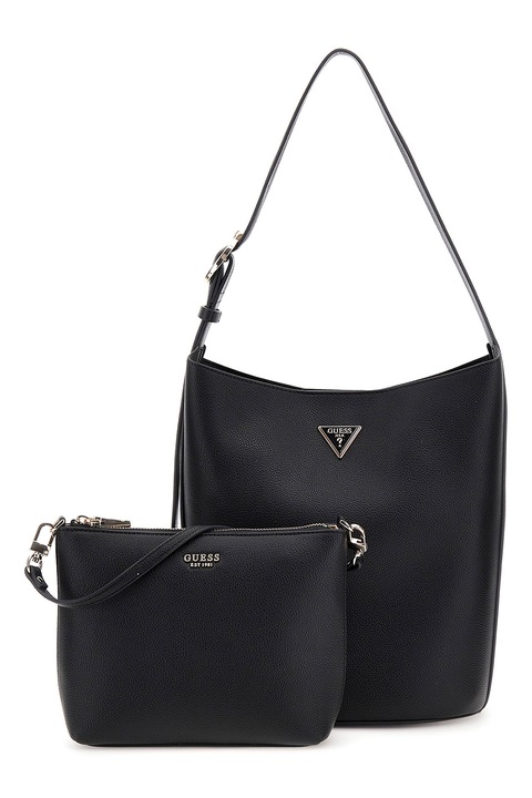 GUESS, Geanta tote din piele ecologica cu etui interior detasabil, Negru