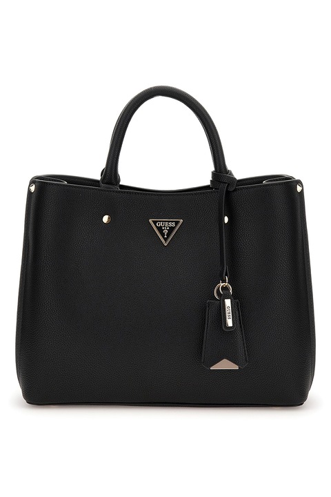GUESS, Geanta shopper din piele ecologica cu accesoriu detasabil cu logo, Negru