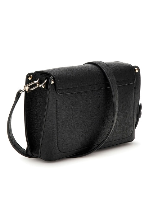 GUESS, Geanta crossbody din piele ecologica cu clapa Meridian, Negru