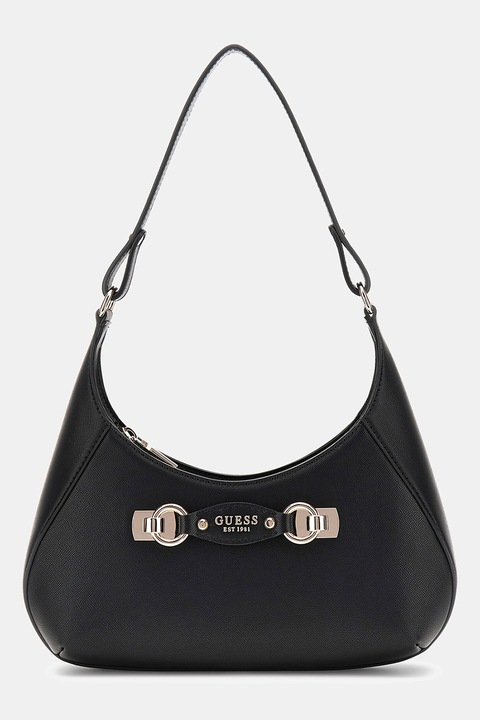 GUESS, Műbőr válltáska hátul zsebbel, Fekete