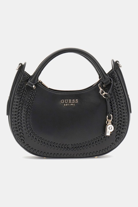 GUESS, Műbőr válltáska charmokkal, Fekete