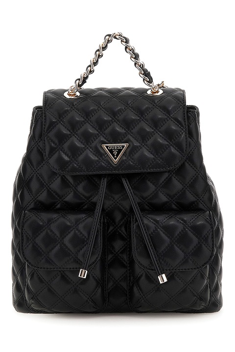 GUESS, Rucsac matlasat din piele ecologica, Negru