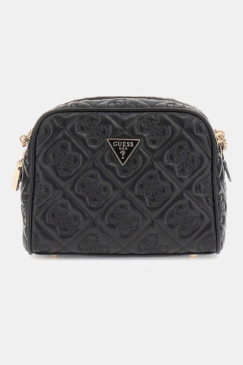 GUESS Keresztpántos műbőr táska logóval, Fekete