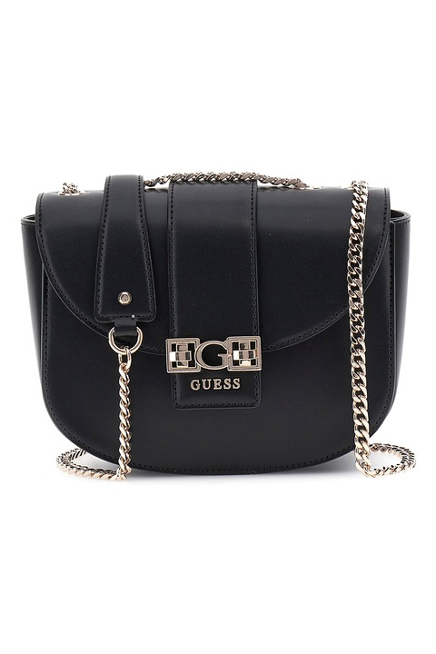 GUESS, Geanta crossbody de piele ecologica, Negru