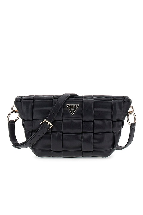 GUESS, Чанта през рамо от еко кожа с регулируема презрамка, Черен