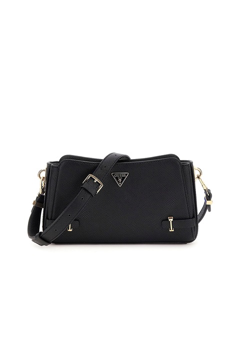 GUESS, Keresztpántos műbőr minitáska, Fekete